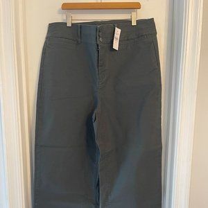 Button Front High Waist Wide Leg Crop Pants